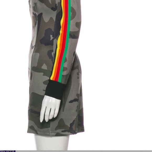 New REVOLVE Pam & Gela Camo/Camouflage Track Dress w/Racing Stripes Sz Small - Picture 7 of 7